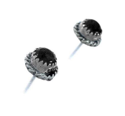 Navajo Sterling Silver Onyx Post Earrings NX11517
